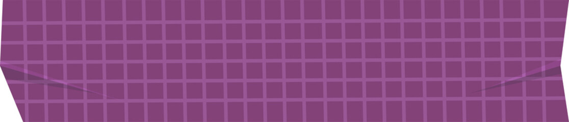 A piece of purple tape with grid lines and a slightly torn edge on a transparent background