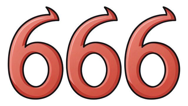 666 number icon, devil symbol isolated