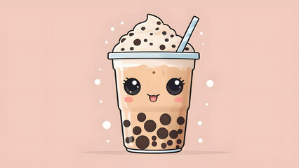 Anime Style Delight Cute Cartoon Characters of Popular Boba Drinks