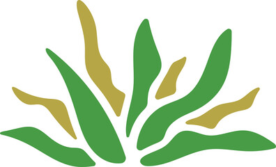 Abstract Green and Gold Plant Silhouette with Transparent Background for Graphic Design