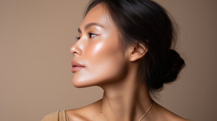 Side Profile of a Beautiful Asian Woman Model