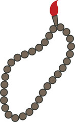 Brown Prayer Beads With Red Flame At Top On Transparent Background Islamic Graphic