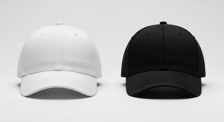 Fototapeta premium Cap mockup – two caps front view, one white and one black