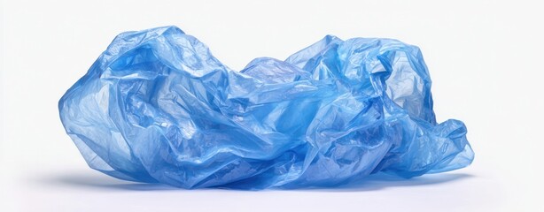 Fototapeta premium The Plastic Bag Crumpled on White Surface Symbolizing Pollution and Environmental Waste