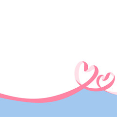 ハート型のリボンのデコレーションフレーム、正方形サイズ