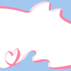 ハート型のリボンのデコレーションフレーム、正方形サイズ