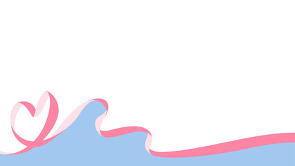 ハート型のリボンのデコレーションフレーム、16:9サイズ