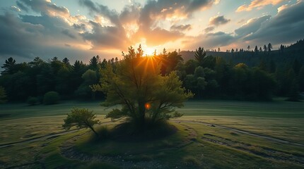 sunset in the mountains