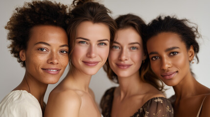 Fototapeta premium Diverse Group of Beautiful Women in Skincare Ad Campaign