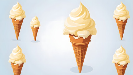 Summer Delight Collection Set of Three Detailed Vector Graphics of Swirled Ice Cream Treats