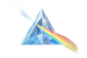 Glass prism refracting light creating rainbow spectrum