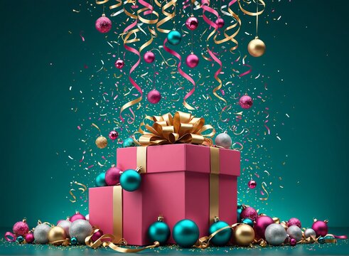 Vividly colored confetti showers a festive scene with metallic and matte textures, creating a dynamic, celebratory mood against a blurred, indistinct background.