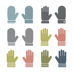 Fototapeta premium Colorful mittens and gloves arranged in neat rows, showcasing winter apparel on a clean surface, evoking a sense of warmth and preparation for cold weather.