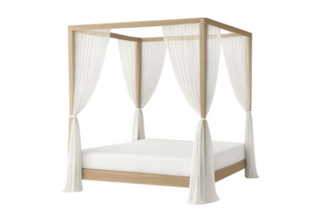 Modern canopy bedroom bed with white curtains