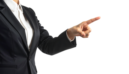 新しい発想を示す女性の手のポーズ ｜背景なし・透過PNG・コピースペース