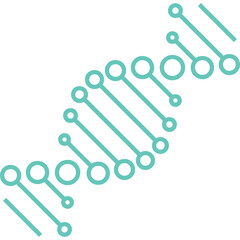 Teal DNA Double Helix Structure Illustration With Transparent Background Representing Genetics Biology And Science In A Minimalist Style