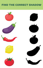 Find the right shadow. Educational games for children. Vector illustration