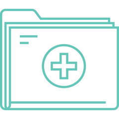 Fototapeta premium Teal Outline Icon of Medical Folder with Plus Symbol and Transparent Background Representing Healthcare Records or Information Access
