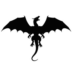 Majestic silhouette of a fierce dragon with wings spread wide hovering gracefully