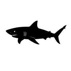 Silhouette of a fierce shark swimming majestically ocean predator marine life aquatic creature