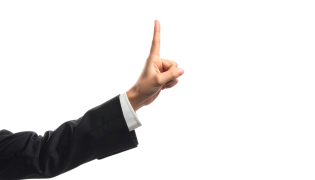 新しい発想を示す女性の手のポーズ ｜背景なし・透過PNG・コピースペース