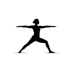Silhouette of a woman performing yoga warrior ii pose embodying strength and balance