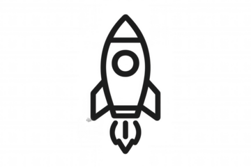 Rocket launching outline icon, symbolizing startup, innovation, speed, and business growth on transparent background