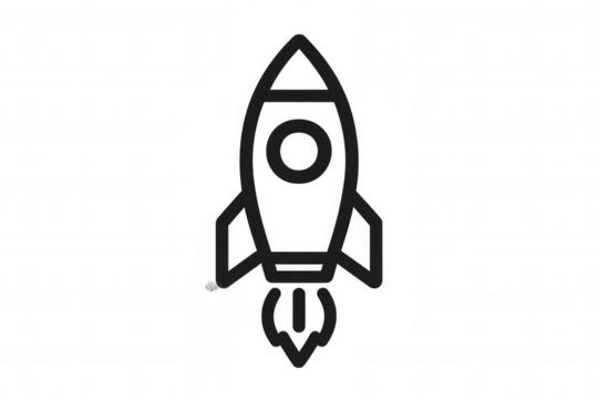 Rocket launching outline icon, symbolizing startup, innovation, speed, and business growth on transparent background