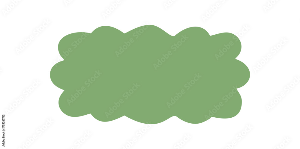 Wall mural groovy retro wavy rectangle frame in solid green with scallop border. hand drawn shape creates a uni