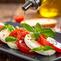 Caprese Salad with Olive Oil Drizzle - A Fresh and Flavorful Italian Appetizer.