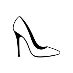 Elegant black and white high heel shoe drawing simple line art for fashion design