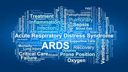 Acute Respiratory Distress Syndrome Word Cloud. Critical Terms In Pulmonary Failure.