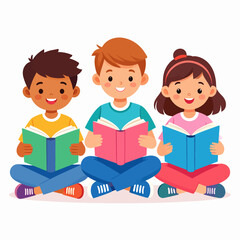 World Children’s Day Celebrating Young Readers with Books and Education - Diverse Children Enjoying Literacy