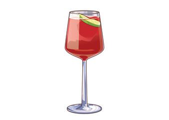 Tropical yellow cocktail in martini glass garnished with pineapple slice. Food and beverage concept