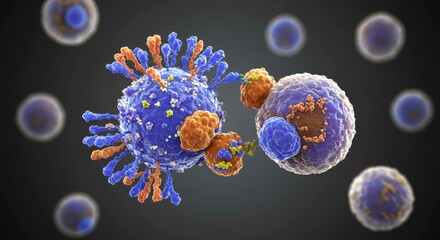 x-default Immune System Cells Attacking Virus