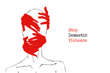 Stop, domestic violence, creative social issue, flat illustration, acknowledge domestic violence, aesthetic illustration, Concept of domestic abuse and sexual harassment, violence against women