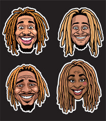 A vector illustration of people with dreadlock hair 