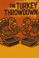 Turkey Throwdown artwork. Use for Thanksgiving party posters, food events, social ads, and holiday promotions.
