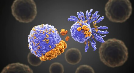 x-default Immune Cells Attacking Cancer Cell