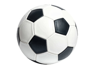 Fototapeta premium A classic soccer ball with its iconic black and white panel design isolated on a white background