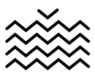 A minimalist geometric design features a series of horizontal zigzags with a central upward-pointing chevron