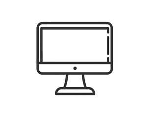 A simple black and white line drawing of a computer monitor on a white background