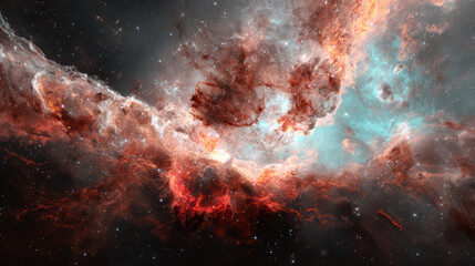 Awe inspiring view of colorful nebula in cosmos. galaxy with star formation creating beautiful, abstract chaos in deep space