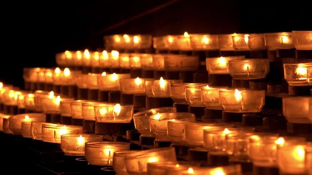 Offering candles in church 4k