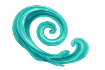 Turquoise abstract brush strokes swirling spiral shape
