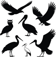 Naklejka premium Bird silhouette Bundle Vector eagle pelican