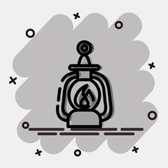 Icon lantern. Gold mining elements. Icon in comic style.