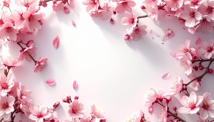 Fototapeta premium 中央がコピースペースの桜のフレーム AI生成素材