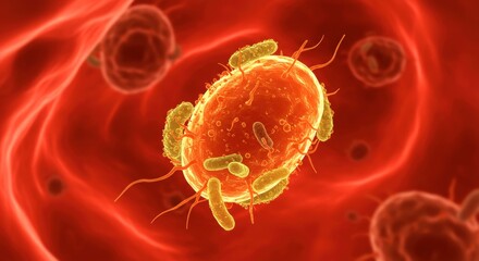 x-default Bacteria and Blood Cells Illustration