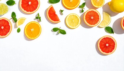 Citrus Variety - A Vibrant Display of Fresh Fruits and Mint.